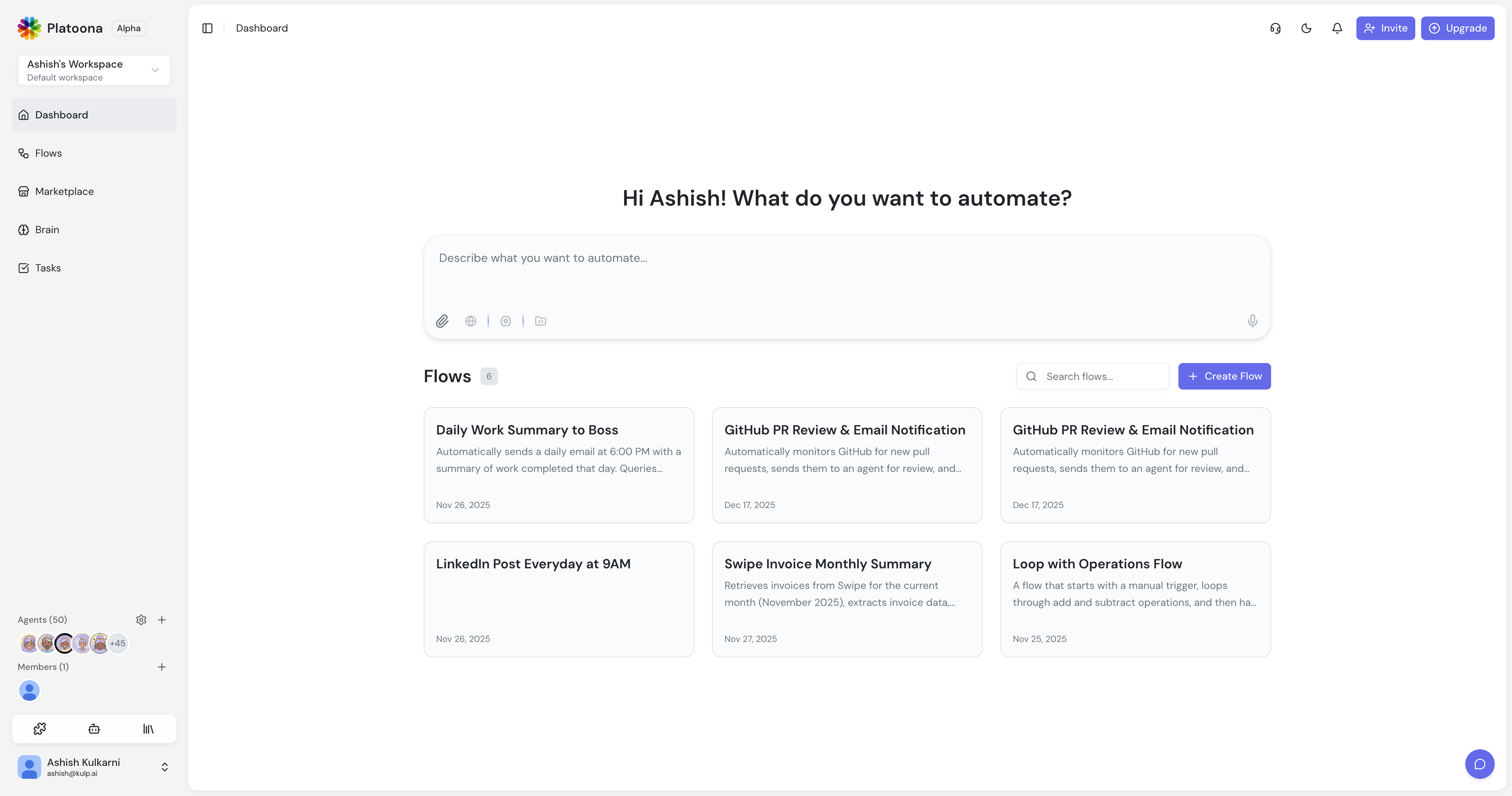 Platoona workspace preview